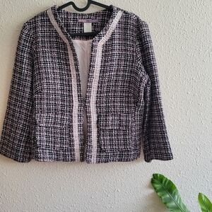 Women's Black and Pink Tweed Jacket